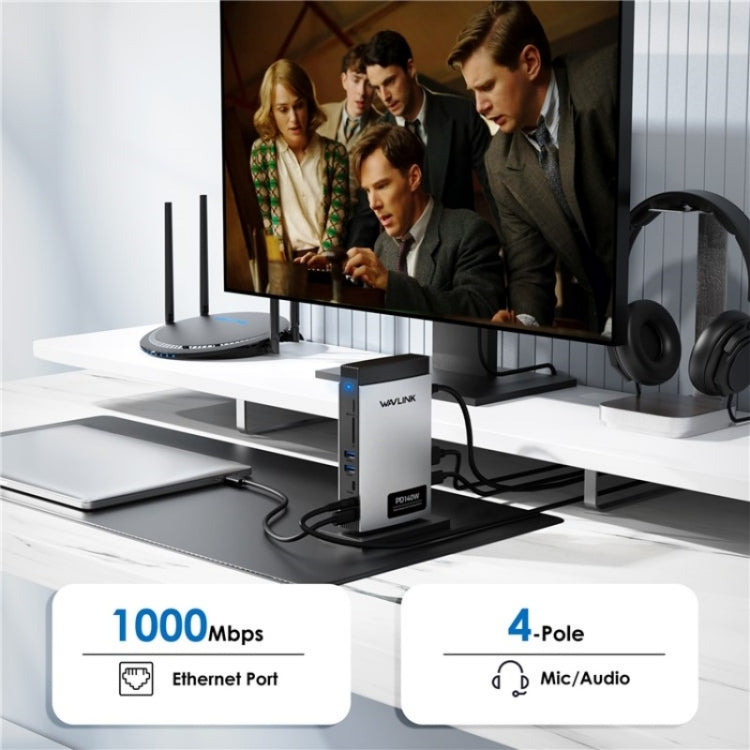 WAVLINK WL-UMD26 11 in 1 140W PD 3.1 USB-C 8K Displayport Stazione di ricarica