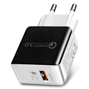 1 USB QC 3.0 Caricabatterie rapido per trafilatura Spina europea, QC 3.0 Black, QC 3.0 White