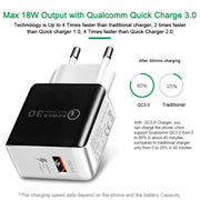 1 USB QC 3.0 Caricabatterie rapido per trafilatura Spina europea, QC 3.0 Black, QC 3.0 White