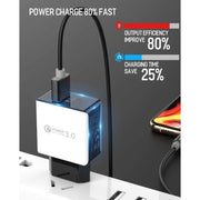 1 USB QC 3.0 Caricabatterie rapido per trafilatura Spina europea, QC 3.0 Black, QC 3.0 White