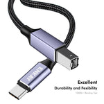 Cavo USB C a USB 2.0 B intrecciato in nylon 0,5-2 metri