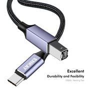 Cavo intrecciato in nylon per stampante e scanner ENKAY ENK-CB170 USB C / Type-C a USB 2.0 B, 0.5m, 1m, 2m