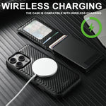 Custodia per telefono Suteni H19 in fibra di carbonio 2 in 1 con scatola per carte rimovibile MagSafe, For iPhone 12 Pro