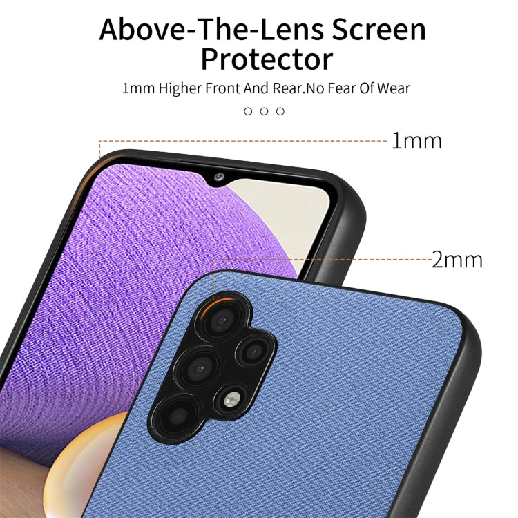Custodia per telefono in pelle con retro in tessuto twill, For Samsung Galaxy A32 5G, For Samsung Galaxy S21 5G, For Samsung Galaxy S21+ 5G