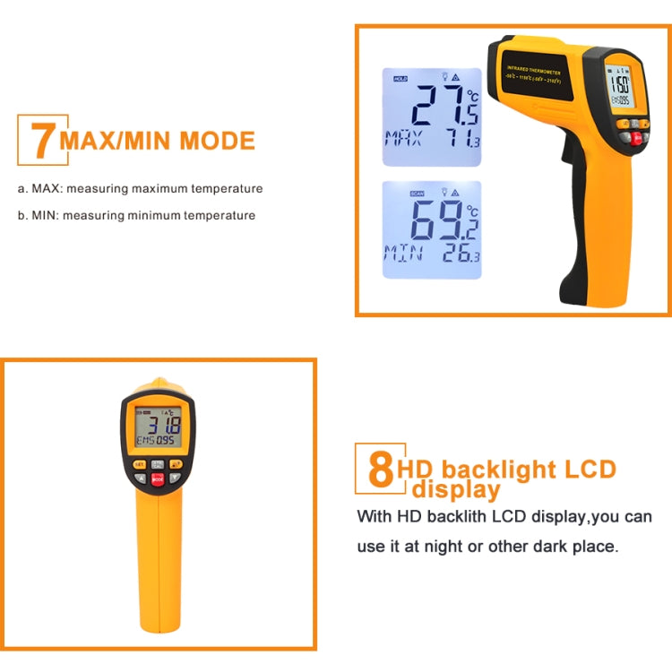 Termometro a infrarossi GM1150A -18~1150°C con LCD
