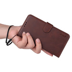 ENKAY Portafoglio per carte in pelle di vitello con pellicola per schermo, For Galaxy S25 Ultra 5G, For Galaxy S24 Ultra 5G, For Galaxy S24+ 5G, For Galaxy S24 5G