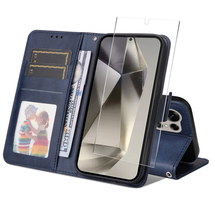 ENKAY Portafoglio per carte in pelle di vitello con pellicola per schermo, For Galaxy S25 Ultra 5G, For Galaxy S24 Ultra 5G, For Galaxy S24+ 5G, For Galaxy S24 5G