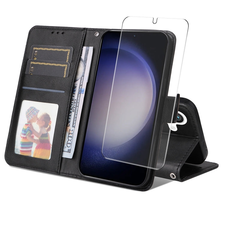 ENKAY Portafoglio per carte in pelle di vitello con pellicola per schermo, For Galaxy S25 Ultra 5G, For Galaxy S24 Ultra 5G, For Galaxy S24+ 5G, For Galaxy S24 5G