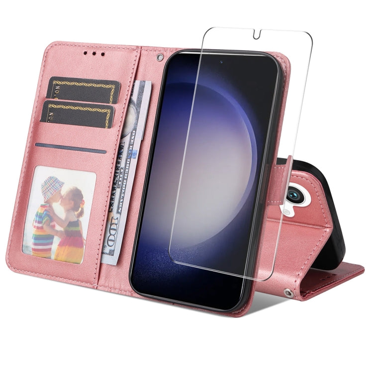 ENKAY Portafoglio per carte in pelle di vitello con pellicola per schermo, For Galaxy S25 Ultra 5G, For Galaxy S24 Ultra 5G, For Galaxy S24+ 5G, For Galaxy S24 5G