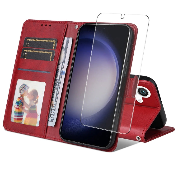 ENKAY Portafoglio per carte in pelle di vitello con pellicola per schermo, For Galaxy S25 Ultra 5G, For Galaxy S24 Ultra 5G, For Galaxy S24+ 5G, For Galaxy S24 5G
