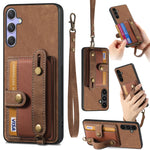 Portafoglio con cinturino a croce retrò in pelle con custodia per telefono, For Samsung Galaxy A36, For Samsung Galaxy S25 5G, For Samsung Galaxy S25+ 5G, For Samsung Galaxy S25 Ultra 5G