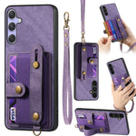 Portafoglio con cinturino a croce retrò in pelle con custodia per telefono, For Samsung Galaxy A36, For Samsung Galaxy S25 5G, For Samsung Galaxy S25+ 5G, For Samsung Galaxy S25 Ultra 5G