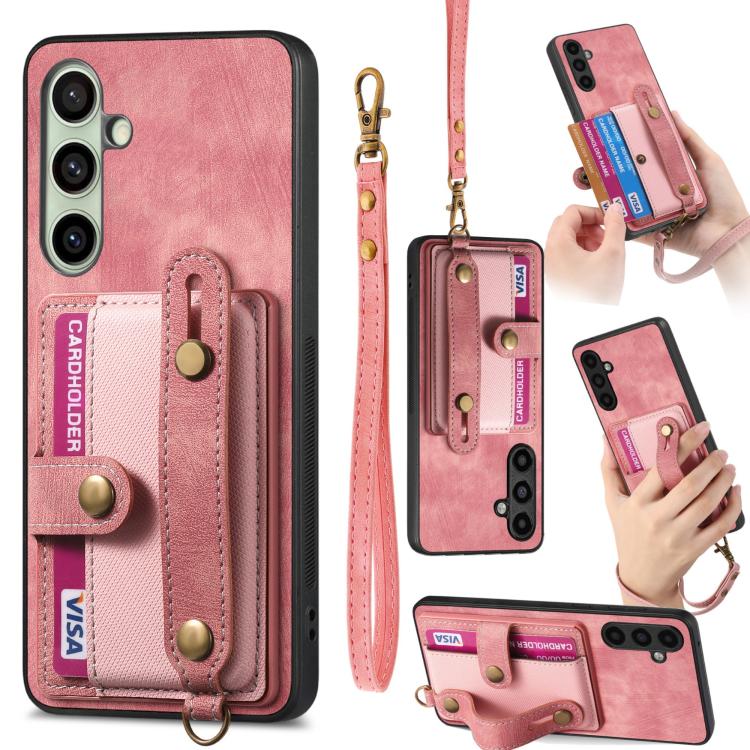 Portafoglio con cinturino a croce retrò in pelle con custodia per telefono, For Samsung Galaxy A57 5G, For Samsung Galaxy A37 5G, For Samsung Galaxy S25 Edge 5G, For Samsung Galaxy A56 5G
