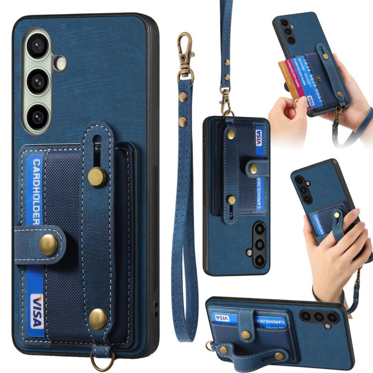 Portafoglio con cinturino a croce retrò in pelle con custodia per telefono, For Samsung Galaxy A57 5G, For Samsung Galaxy A37 5G, For Samsung Galaxy S25 Edge 5G, For Samsung Galaxy A56 5G