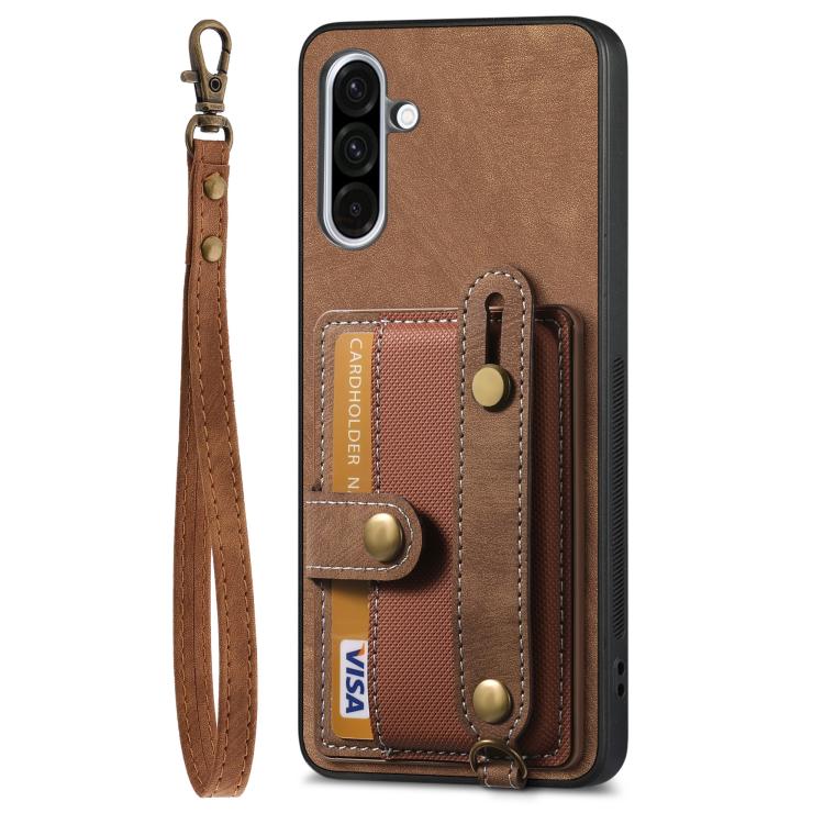 Portafoglio con cinturino a croce retrò in pelle con custodia per telefono, For Samsung Galaxy A36, For Samsung Galaxy S25 5G, For Samsung Galaxy S25+ 5G, For Samsung Galaxy S25 Ultra 5G