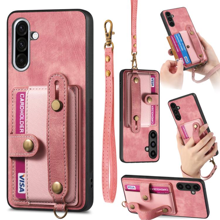 Portafoglio con cinturino a croce retrò in pelle con custodia per telefono, For Samsung Galaxy A36, For Samsung Galaxy S25 5G, For Samsung Galaxy S25+ 5G, For Samsung Galaxy S25 Ultra 5G