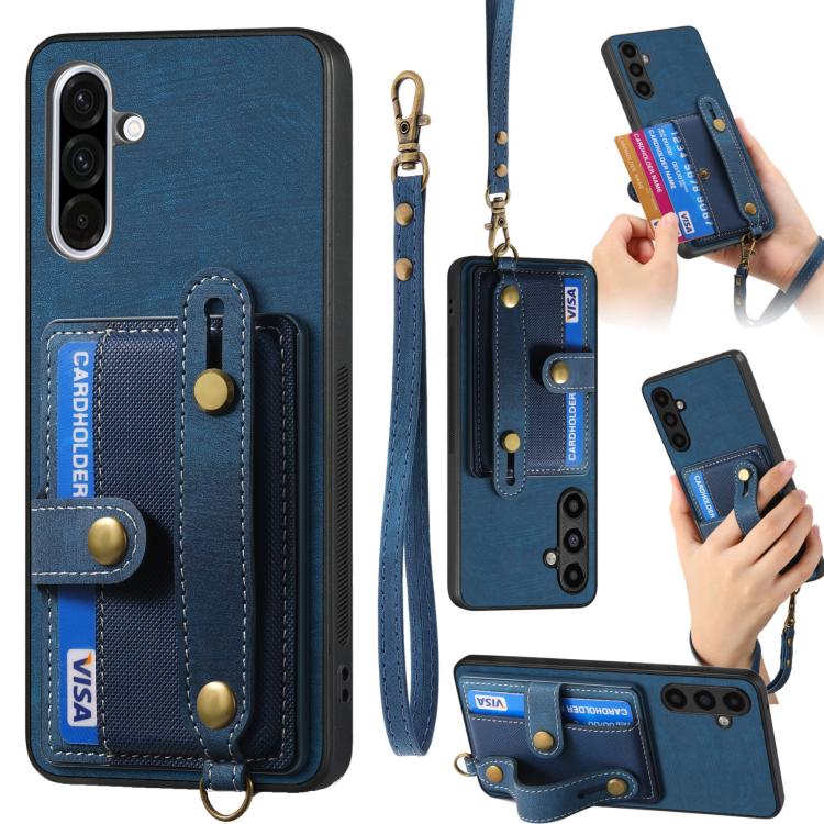 Portafoglio con cinturino a croce retrò in pelle con custodia per telefono, For Samsung Galaxy A36, For Samsung Galaxy S25 5G, For Samsung Galaxy S25+ 5G, For Samsung Galaxy S25 Ultra 5G