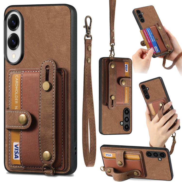 Portafoglio con cinturino a croce retrò in pelle con custodia per telefono, For Samsung Galaxy A57 5G, For Samsung Galaxy A37 5G, For Samsung Galaxy S25 Edge 5G, For Samsung Galaxy A56 5G