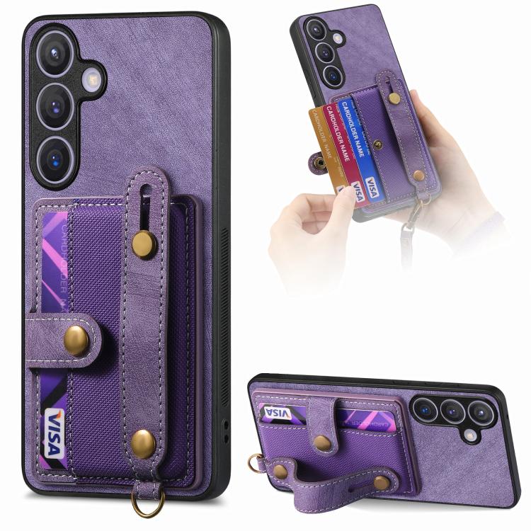 Portafoglio con cinturino a croce retrò in pelle con custodia per telefono, For Samsung Galaxy A57 5G, For Samsung Galaxy A37 5G, For Samsung Galaxy S25 Edge 5G, For Samsung Galaxy A56 5G