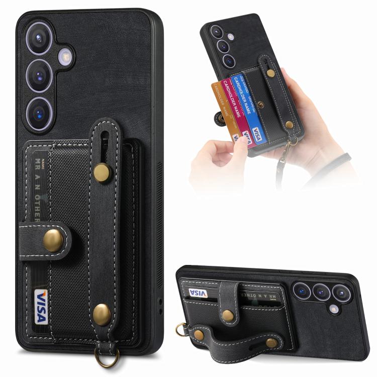 Portafoglio con cinturino a croce retrò in pelle con custodia per telefono, For Samsung Galaxy A57 5G, For Samsung Galaxy A37 5G, For Samsung Galaxy S25 Edge 5G, For Samsung Galaxy A56 5G