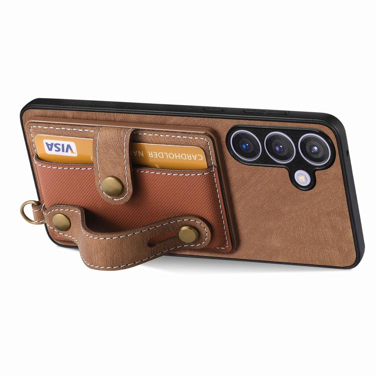 Portafoglio con cinturino a croce retrò in pelle con custodia per telefono, For Samsung Galaxy A57 5G, For Samsung Galaxy A37 5G, For Samsung Galaxy S25 Edge 5G, For Samsung Galaxy A56 5G