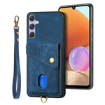 Portafoglio pieghevole in pelle con cinturino per telefono retrò, For Samsung Galaxy A36, For Samsung Galaxy S25 5G, For Samsung Galaxy S25+ 5G, For Samsung Galaxy S25 Ultra 5G