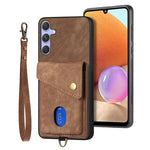 Portafoglio pieghevole in pelle con cinturino per telefono retrò, For Samsung Galaxy A36, For Samsung Galaxy S25 5G, For Samsung Galaxy S25+ 5G, For Samsung Galaxy S25 Ultra 5G