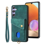 Portafoglio pieghevole in pelle con cinturino per telefono retrò, For Samsung Galaxy A36, For Samsung Galaxy S25 5G, For Samsung Galaxy S25+ 5G, For Samsung Galaxy S25 Ultra 5G