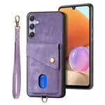 Portafoglio pieghevole in pelle con cinturino per telefono retrò, For Samsung Galaxy A36, For Samsung Galaxy S25 5G, For Samsung Galaxy S25+ 5G, For Samsung Galaxy S25 Ultra 5G