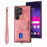 Portafoglio pieghevole in pelle con cinturino per telefono retrò, For Samsung Galaxy A36, For Samsung Galaxy S25 5G, For Samsung Galaxy S25+ 5G, For Samsung Galaxy S25 Ultra 5G