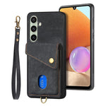 Portafoglio pieghevole in pelle con cinturino per telefono retrò, For Samsung Galaxy A57 5G, For Samsung Galaxy A37 5G, For Samsung Galaxy S25 Edge 5G, For Samsung Galaxy A56 5G