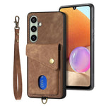 Portafoglio pieghevole in pelle con cinturino per telefono retrò, For Samsung Galaxy A57 5G, For Samsung Galaxy A37 5G, For Samsung Galaxy S25 Edge 5G, For Samsung Galaxy A56 5G