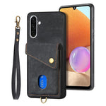 Portafoglio pieghevole in pelle con cinturino per telefono retrò, For Samsung Galaxy A36, For Samsung Galaxy S25 5G, For Samsung Galaxy S25+ 5G, For Samsung Galaxy S25 Ultra 5G