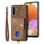 Portafoglio pieghevole in pelle con cinturino per telefono retrò, For Samsung Galaxy A36, For Samsung Galaxy S25 5G, For Samsung Galaxy S25+ 5G, For Samsung Galaxy S25 Ultra 5G