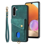 Portafoglio pieghevole in pelle con cinturino per telefono retrò, For Samsung Galaxy A36, For Samsung Galaxy S25 5G, For Samsung Galaxy S25+ 5G, For Samsung Galaxy S25 Ultra 5G
