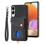 Portafoglio pieghevole in pelle con cinturino per telefono retrò, For Samsung Galaxy A57 5G, For Samsung Galaxy A37 5G, For Samsung Galaxy S25 Edge 5G, For Samsung Galaxy A56 5G