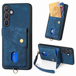 Portafoglio pieghevole in pelle con cinturino per telefono retrò, For Samsung Galaxy A57 5G, For Samsung Galaxy A37 5G, For Samsung Galaxy S25 Edge 5G, For Samsung Galaxy A56 5G