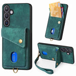 Portafoglio pieghevole in pelle con cinturino per telefono retrò, For Samsung Galaxy A57 5G, For Samsung Galaxy A37 5G, For Samsung Galaxy S25 Edge 5G, For Samsung Galaxy A56 5G