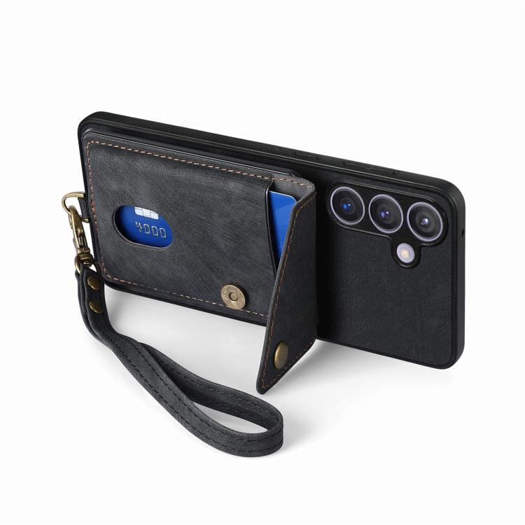 Portafoglio pieghevole in pelle con cinturino per telefono retrò, For Samsung Galaxy A57 5G, For Samsung Galaxy A37 5G, For Samsung Galaxy S25 Edge 5G, For Samsung Galaxy A56 5G