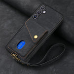 Portafoglio pieghevole in pelle con cinturino per telefono retrò, For Samsung Galaxy A57 5G, For Samsung Galaxy A37 5G, For Samsung Galaxy S25 Edge 5G, For Samsung Galaxy A56 5G