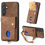 Portafoglio pieghevole in pelle con cinturino per telefono retrò, For Samsung Galaxy A57 5G, For Samsung Galaxy A37 5G, For Samsung Galaxy S25 Edge 5G, For Samsung Galaxy A56 5G
