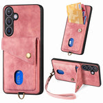 Portafoglio pieghevole in pelle con cinturino per telefono retrò, For Samsung Galaxy A57 5G, For Samsung Galaxy A37 5G, For Samsung Galaxy S25 Edge 5G, For Samsung Galaxy A56 5G