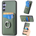 Custodia per telefono con anello porta carte in fibra di carbonio, For Samsung Galaxy A36, For Samsung Galaxy S25 5G, For Samsung Galaxy S25+ 5G, For Samsung Galaxy S25 Ultra 5G
