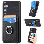 Custodia per telefono con anello porta carte in fibra di carbonio, For Samsung Galaxy A36, For Samsung Galaxy S25 5G, For Samsung Galaxy S25+ 5G, For Samsung Galaxy S25 Ultra 5G