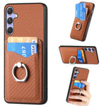 Custodia per telefono con anello porta carte in fibra di carbonio, For Samsung Galaxy A36, For Samsung Galaxy S25 5G, For Samsung Galaxy S25+ 5G, For Samsung Galaxy S25 Ultra 5G