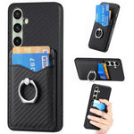 Custodia per telefono con anello porta carte in fibra di carbonio, For Samsung Galaxy A36, For Samsung Galaxy S25 5G, For Samsung Galaxy S25+ 5G, For Samsung Galaxy S25 Ultra 5G