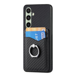 Custodia per telefono con anello porta carte in fibra di carbonio, For Samsung Galaxy A36, For Samsung Galaxy S25 5G, For Samsung Galaxy S25+ 5G, For Samsung Galaxy S25 Ultra 5G