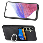 Custodia per telefono con anello porta carte in fibra di carbonio, For Samsung Galaxy A36, For Samsung Galaxy S25 5G, For Samsung Galaxy S25+ 5G, For Samsung Galaxy S25 Ultra 5G