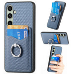 Custodia per telefono con anello porta carte in fibra di carbonio, For Samsung Galaxy A36, For Samsung Galaxy S25 5G, For Samsung Galaxy S25+ 5G, For Samsung Galaxy S25 Ultra 5G