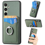 Custodia per telefono con anello porta carte in fibra di carbonio, For Samsung Galaxy A57 5G, For Samsung Galaxy A37 5G, For Samsung Galaxy S25 Edge 5G, For Samsung Galaxy A56 5G